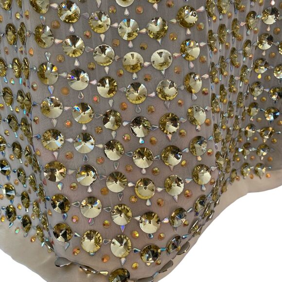 DIANE VON FURSTENBERG Blue Silk Rounded Crystal Embellished Gidget Top Size 12 - Picture 3 of 8